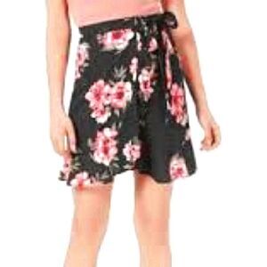 Planet Gold Wrap Mini Skirt Floral All Over Pattern